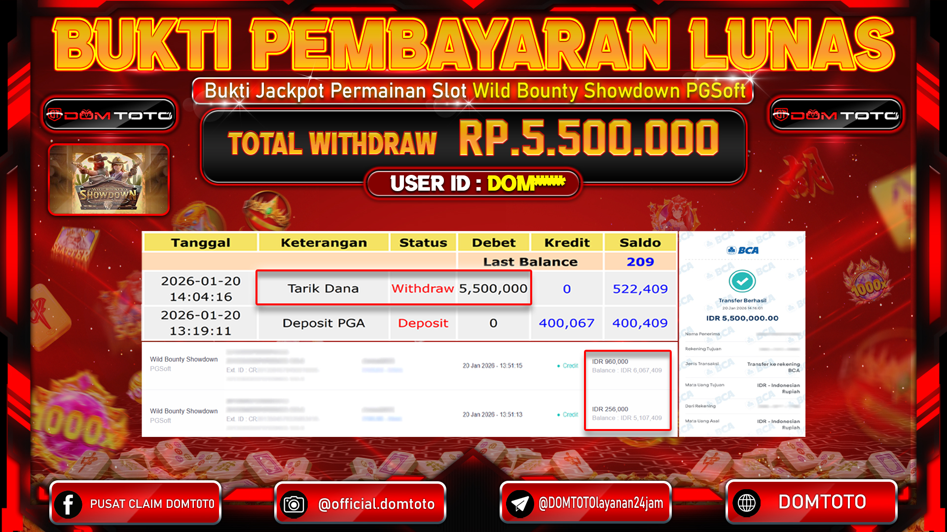 JACKPOT SLOT Wild Bounty Showdown PGSoft 20 JANUARI 2026